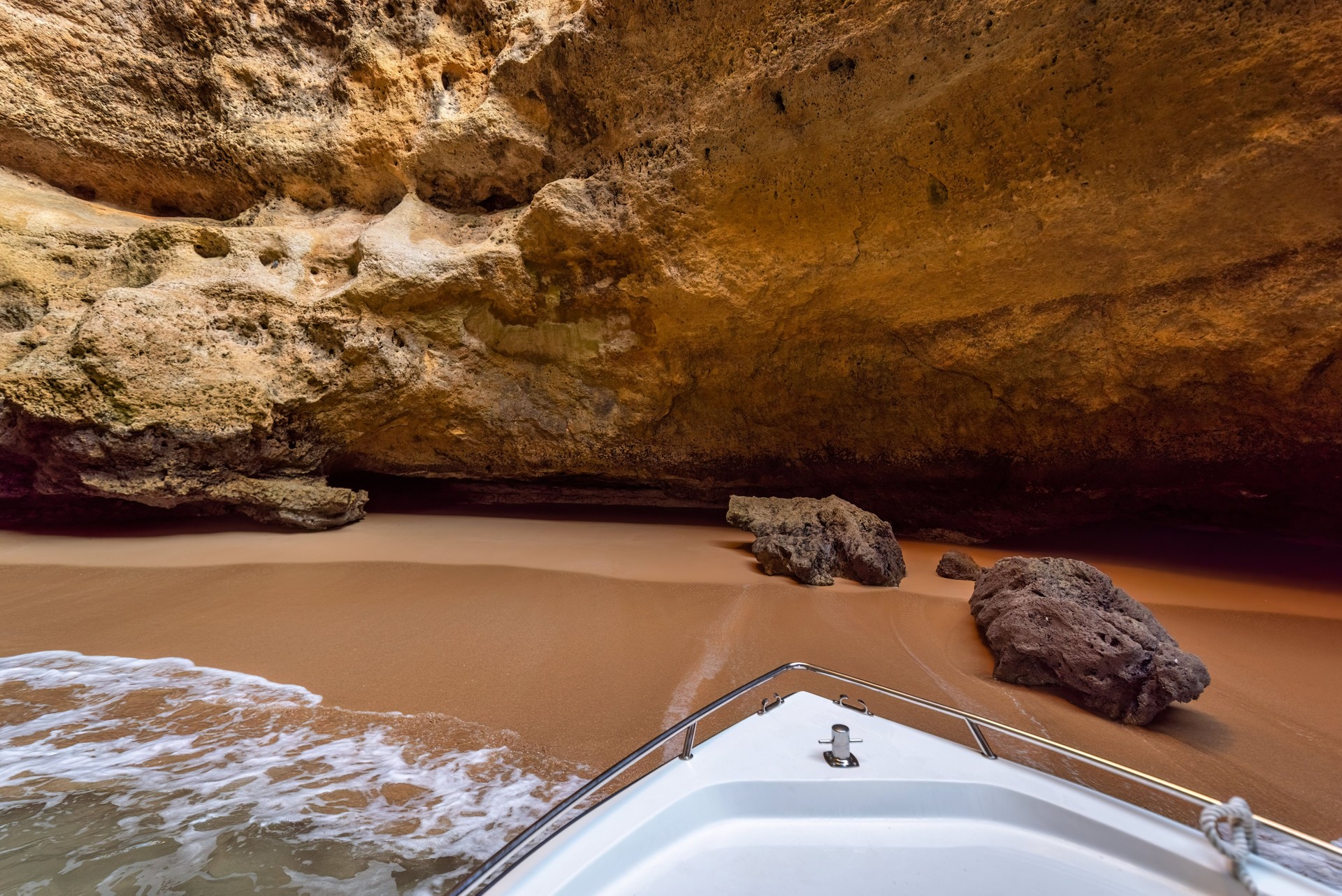 Exploring a Paradise Cave by Boat in Algarve, Portugal